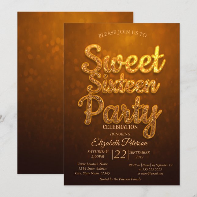 Söt trendig Sweet 16-fest Inbjudningar (Fram/baksida)