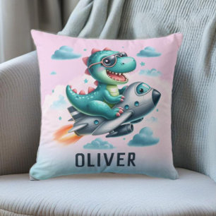 Söt Trex-dinosaur Flygande Flygplan Kudde