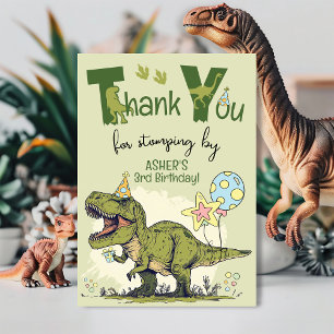 Söt TRex Dinosaurie Tre-Rex 3-års Födelsedagsfest Tack Kort
