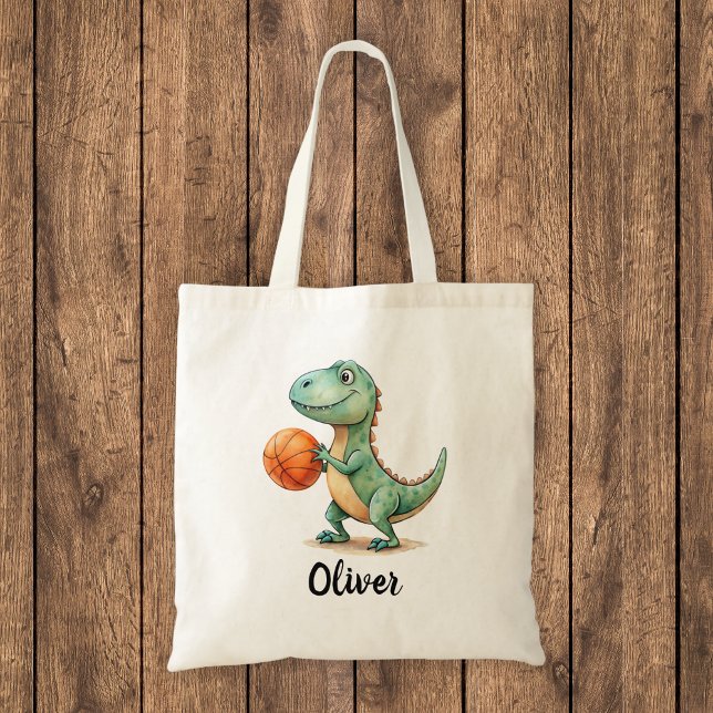 Söt Trex som spelar basketboll Personlig Tygkasse (Skapare uppladdad)