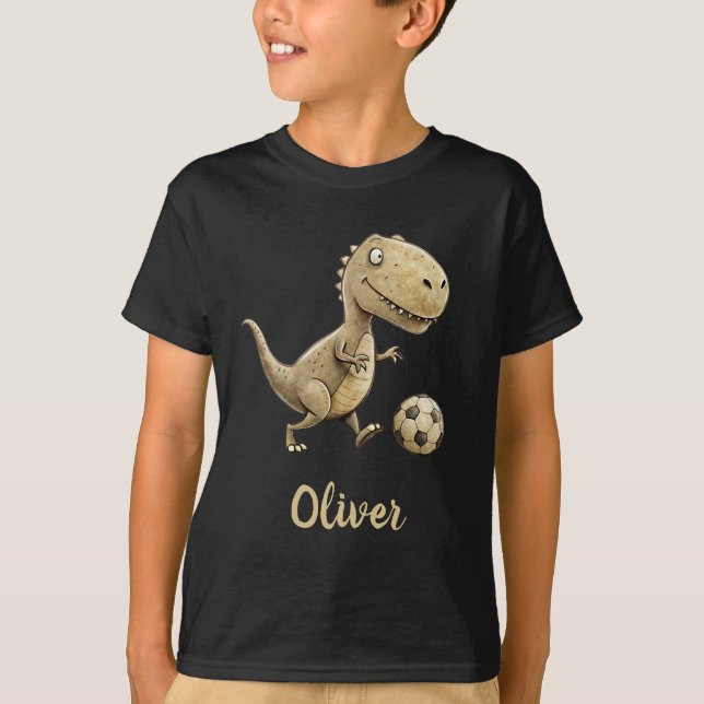 Söt Trex som spelar fotboll Personlig T Shirt (Framsida)