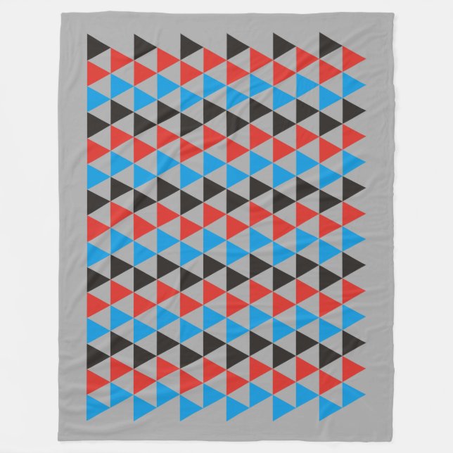 Söt Triangle mönster black red blue + din idé Fleecefilt (Framsidan)