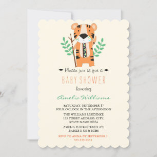 Söt tribal Tiger Baby Shower-inbjudan Inbjudningar