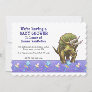 Söt Triceratops Baby Shower Inbjudningar