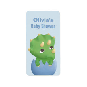 Söt Triceratops Dinosaurie Bebis Shower Etikett Adressetikett