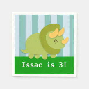 Söt Triceratops Dinosaurie Födelsedagsfest Pappersservett