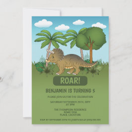 Söt Triceratops Dinosaurie Tropisk Barnkalas Inbjudningar