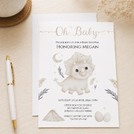 Söt Triceratops Neutral Dinosaur Bebis Shower Inbjudningar