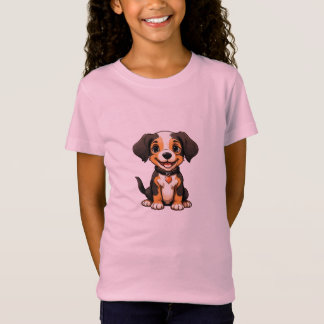 Söt tricolor-valp Hundkonst - Bedårande Tecknad Hu T Shirt