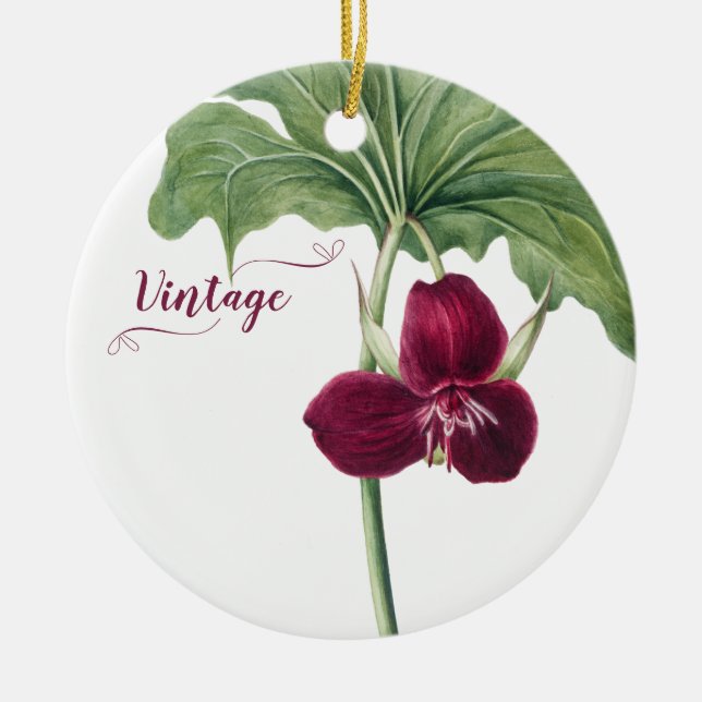 Söt Trillium Botanisk  Julgransprydnad Keramik (Framsidan)