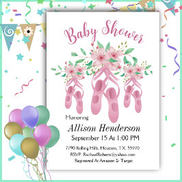 Söt Trio of Rosa Ballet Shower Baby Shower Inbjudningar