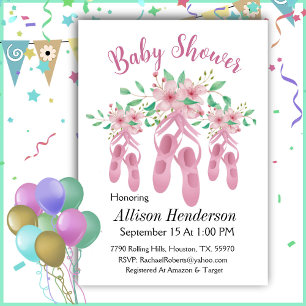 Söt Trio of Rosa Ballet Shower Baby Shower Inbjudningar