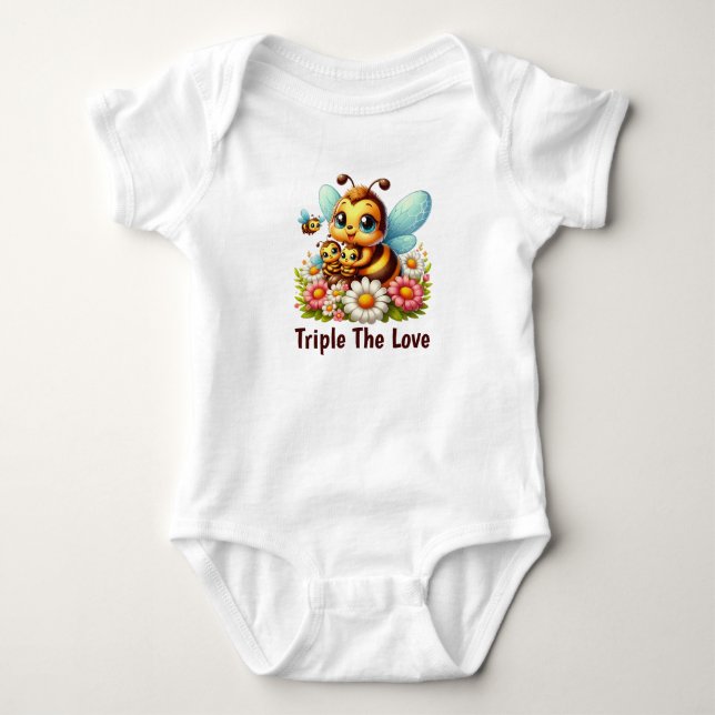 Söt trippel kärleksbin  t shirt (Framsida)