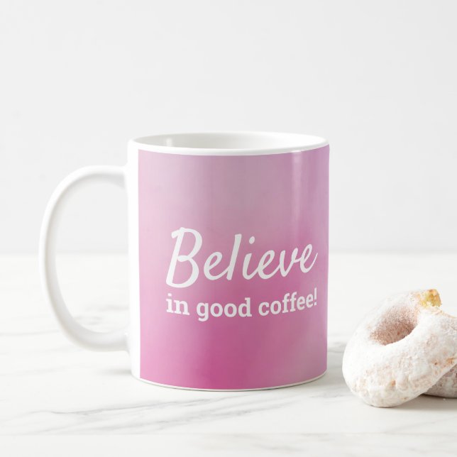 Söt Tro På Gott Kaffe Rosa Lila Akvarell Kaffemugg (Med munk)