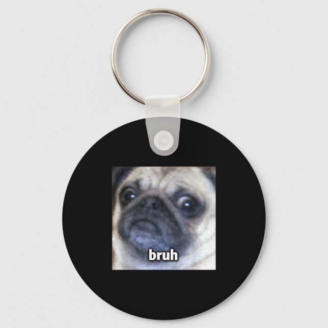 Söt Tröja Bruh Mops Hund Ansikte Blurry Nyckelring (Framsida)