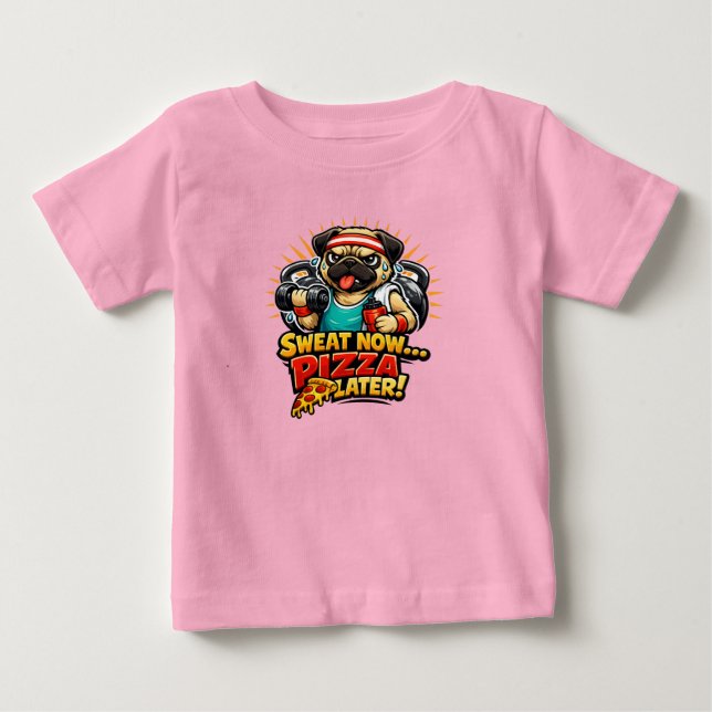 Söt tröja för fitness- och pizzälskande hundar (Framsida)