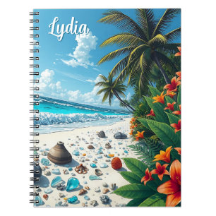 Söt Tropical Beach Scene Coastal Personlig Anteckningsbok