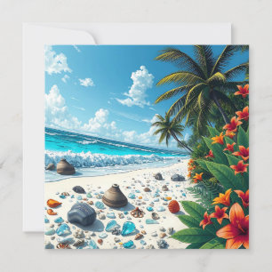 Söt Tropical Beach Scene Tom Kort