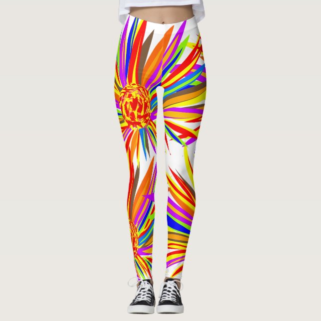 Söt Tropical Flowers Leggings (Framsida)