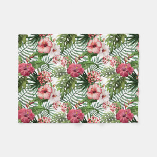 Söt Tropical, Rosa och Red Hibiscus Blanket Fleecefilt