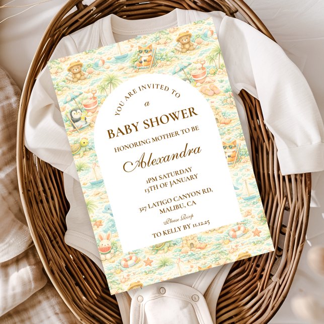 Söt Tropisk Djurtema Baby Shower Inbjudningar (Skapare uppladdad)