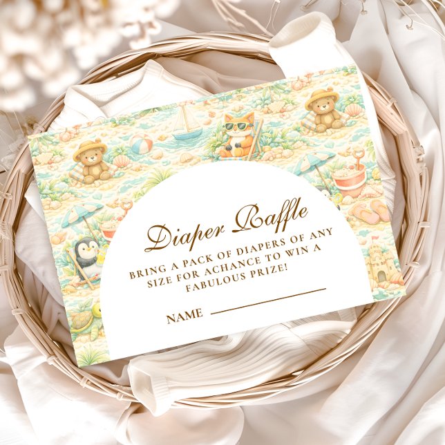 Söt Tropisk Djurtema Party Blöja-Lottteri Tilläggskort (Skapare uppladdad)