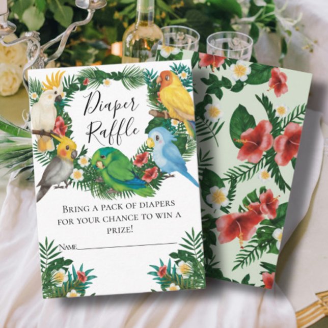 Söt Tropisk Exotisk baby papegojor Diaper Tombola  Tilläggskort (Skapare uppladdad)
