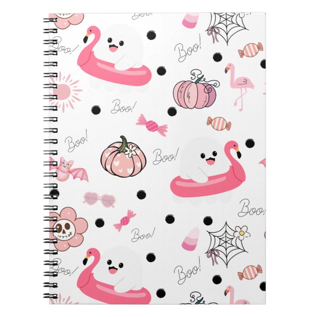 Söt tropisk Halloween-journal – Spökflamingo Anteckningsbok (Framsidan)