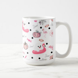 Söt tropisk Halloween – Spöken & Flamingos Kaffemugg