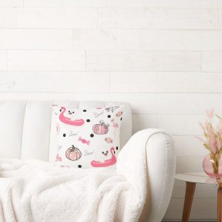 Söt tropisk Halloween – Spöken & Flamingos Kudde