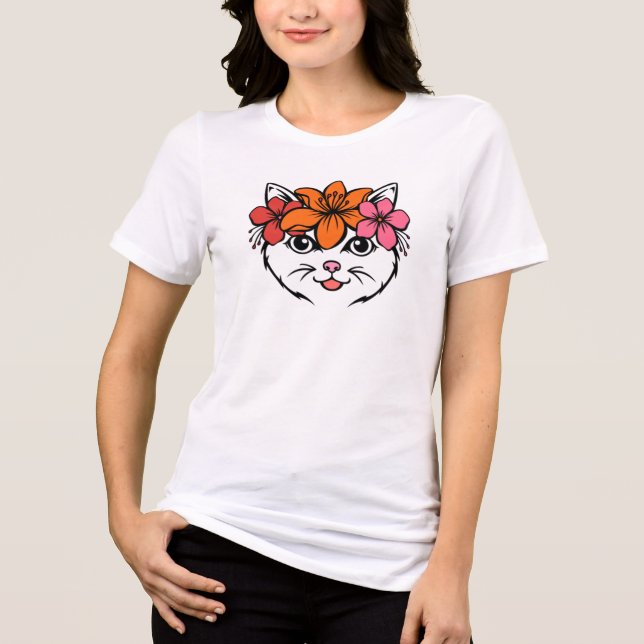 Söt tropisk katt t shirt (Framsida)