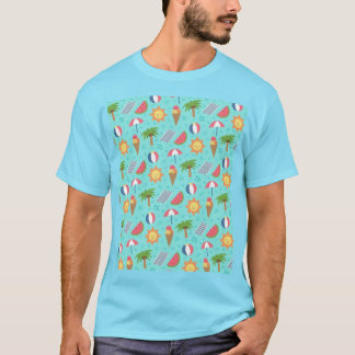 Söt tropisk strand sommar mönster blå grafisk t-sh t shirt