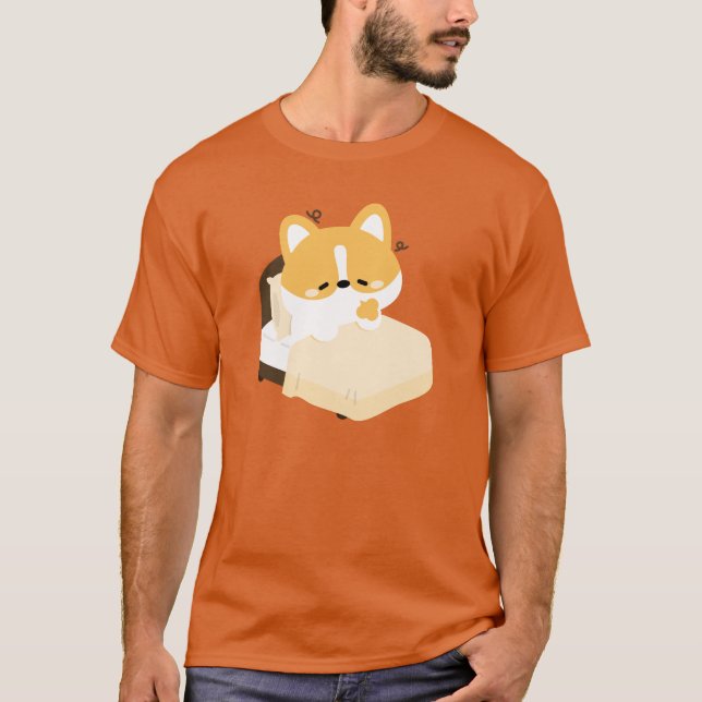 Söt Trött Corgi T Shirt (Framsida)