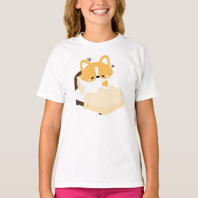 Söt trött Corgi T Shirt (Framsida)