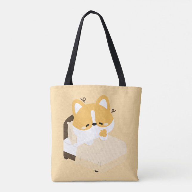 Söt trött Corgi Tygkasse (Baksida)