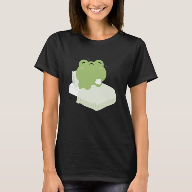 Söt trött groda  t shirt (Framsida)