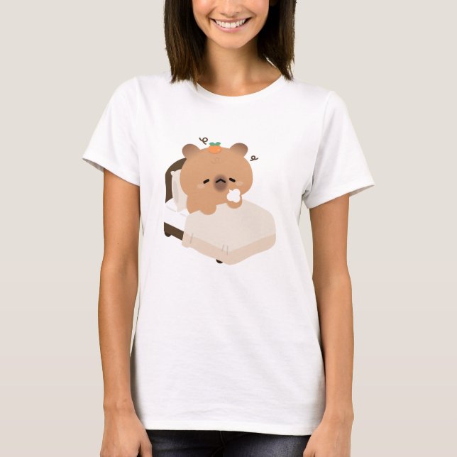 Söt trött kapybara t shirt (Framsida)