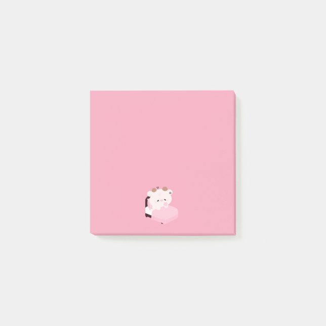 Söt Trött Ko Post-it Block (Framsida)