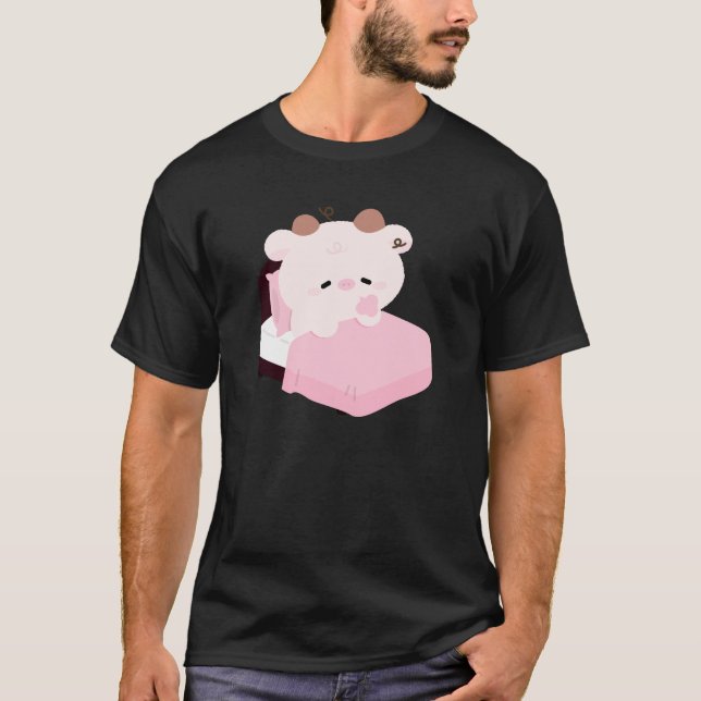 Söt Trött Ko T Shirt (Framsida)