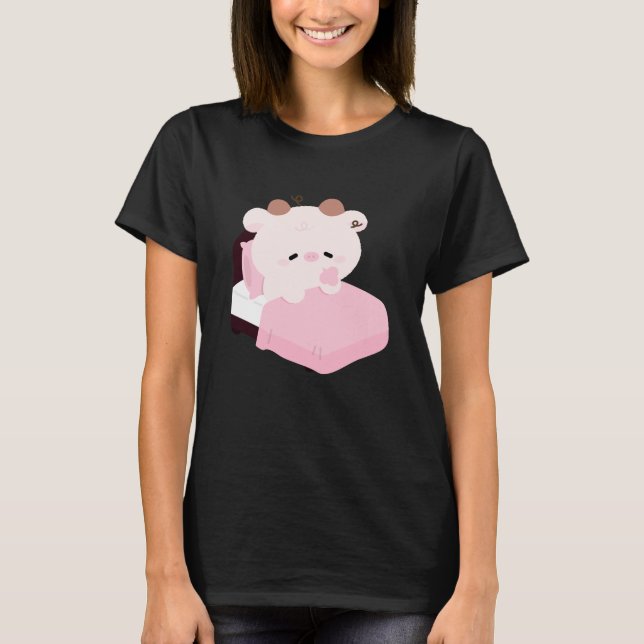 Söt Trött Ko T Shirt (Framsida)