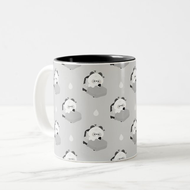 Söt trött panda Två-Tonad mugg (Framsida vänster)