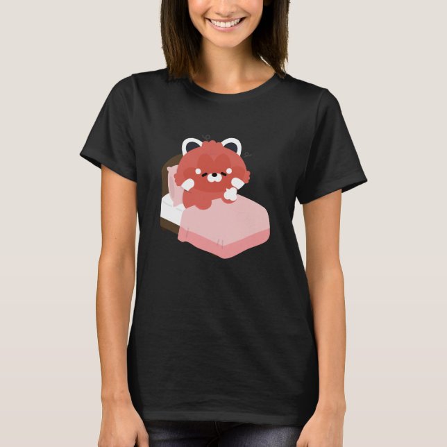 Söt Trött Röd Panda T Shirt (Framsida)