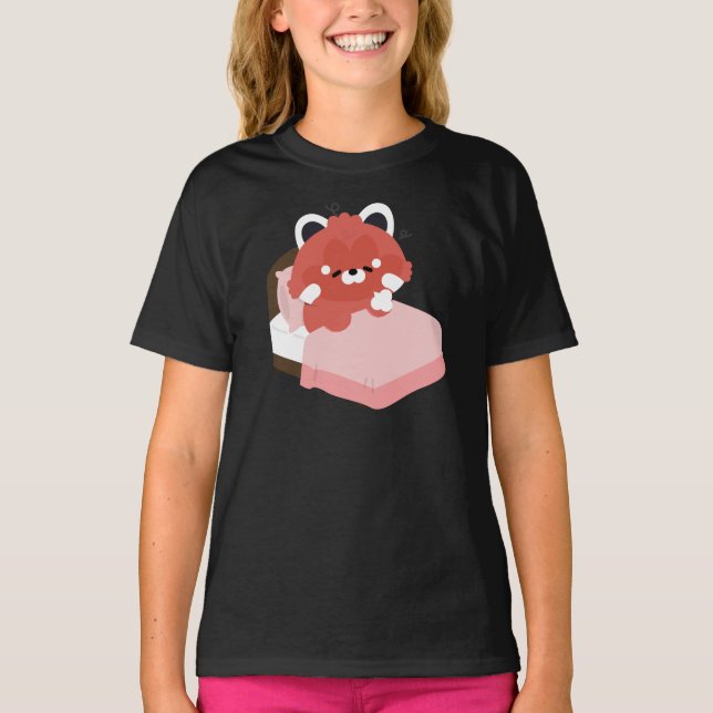 Söt Trött Röd Panda T Shirt (Framsida)