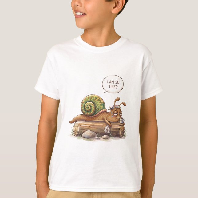 Söt Trött Snigel T Shirt (Framsida)