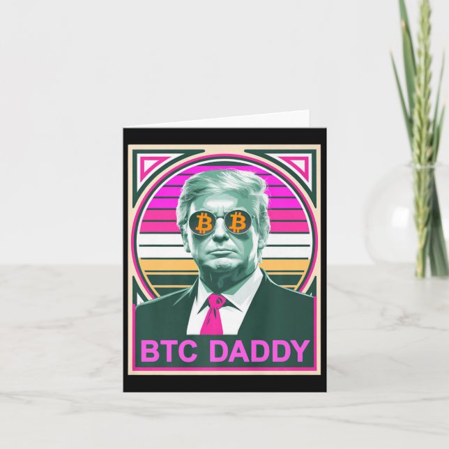 Söt Trump Bitcoin Btc Pappa Finans Granskning Fomo Kort (Framsida)