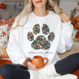 Söt tryckt hösttröja med tass för hundälskare t shirt