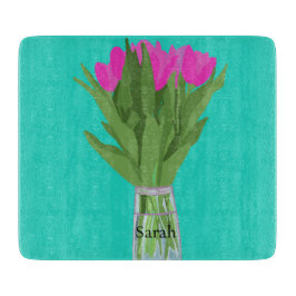 Söt Tulip Flower Modern Illustration + Namn