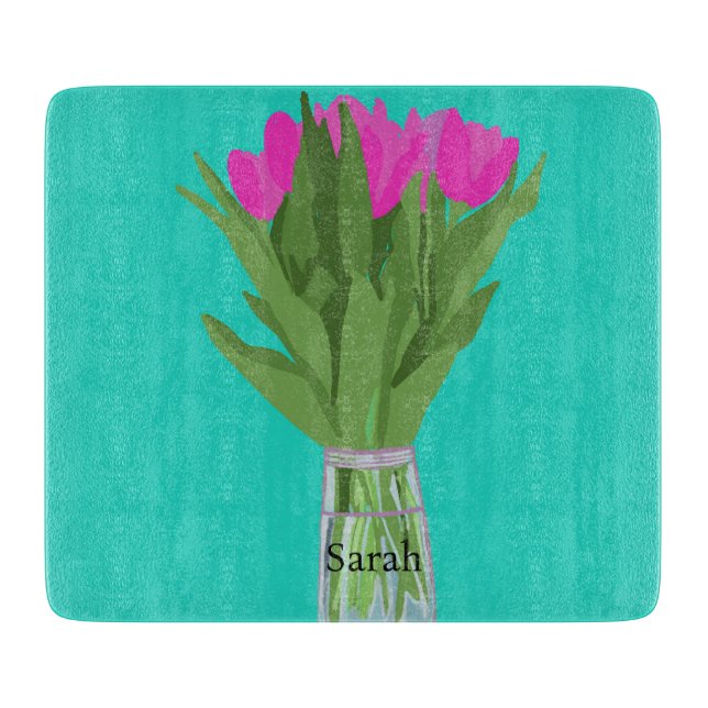 Söt Tulip Flower Modern Illustration + Namn (Framsidan)
