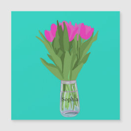 Söt Tulip Flower Modern Illustration + Namn