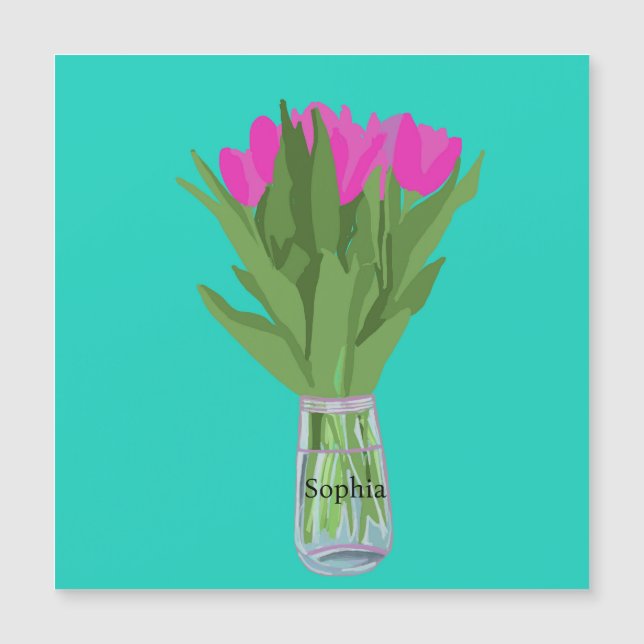 Söt Tulip Flower Modern Illustration + Namn (Framsida)